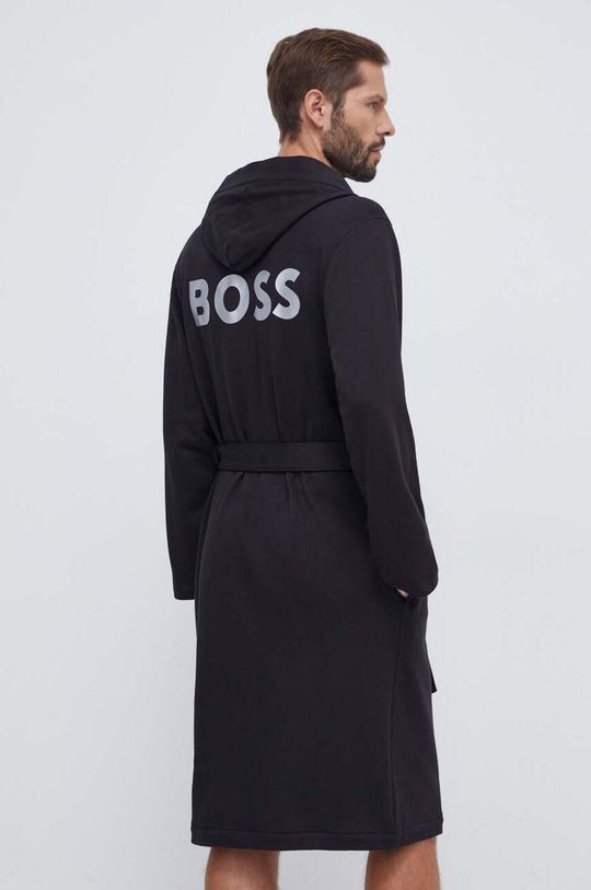 Хлопковый халат BOSS Boss, черный хлопковый халат boss boss темно синий