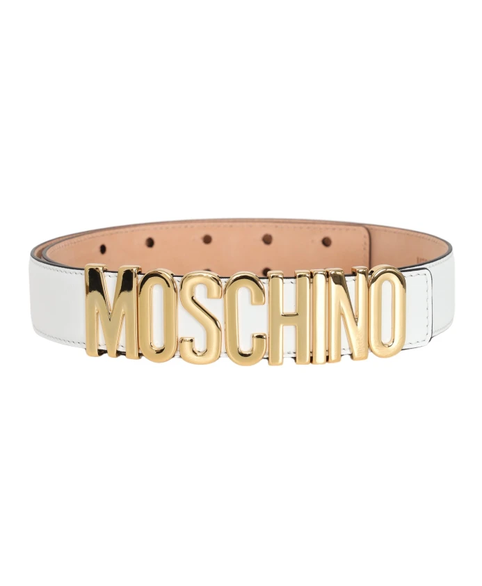 

Ремень с золотым логотипом. Moschino, белый
