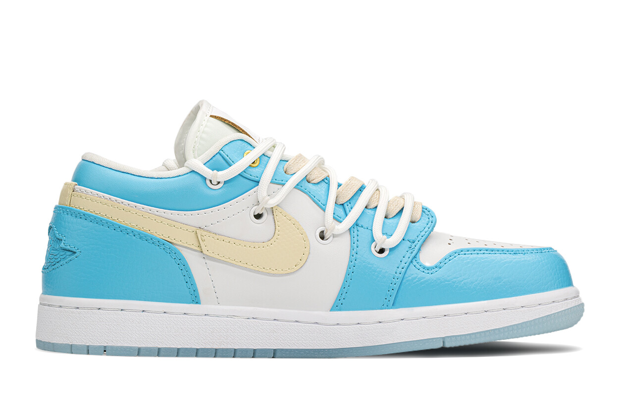 

Кроссовки Air Jordan 1 Vintage Basketball Shoes Women's Low-top Beige/Blue, синий/бежевый