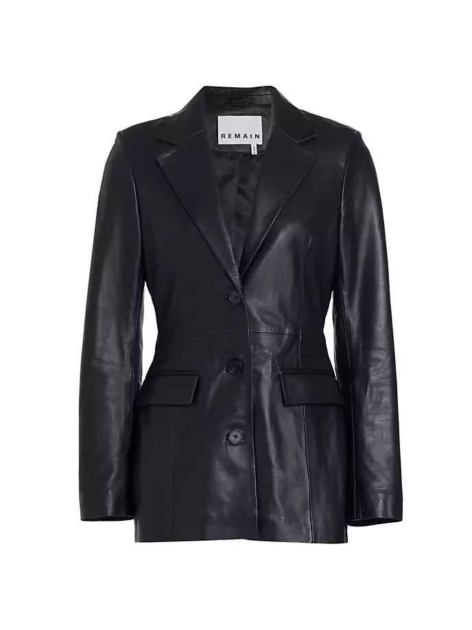 цена Кожаный однобортный пиджак Remain Birger Christensen, черный