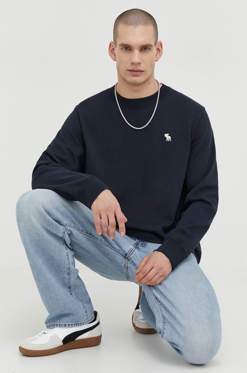 

Хлопковый топ с длинными рукавами Abercrombie & Fitch, темно-синий