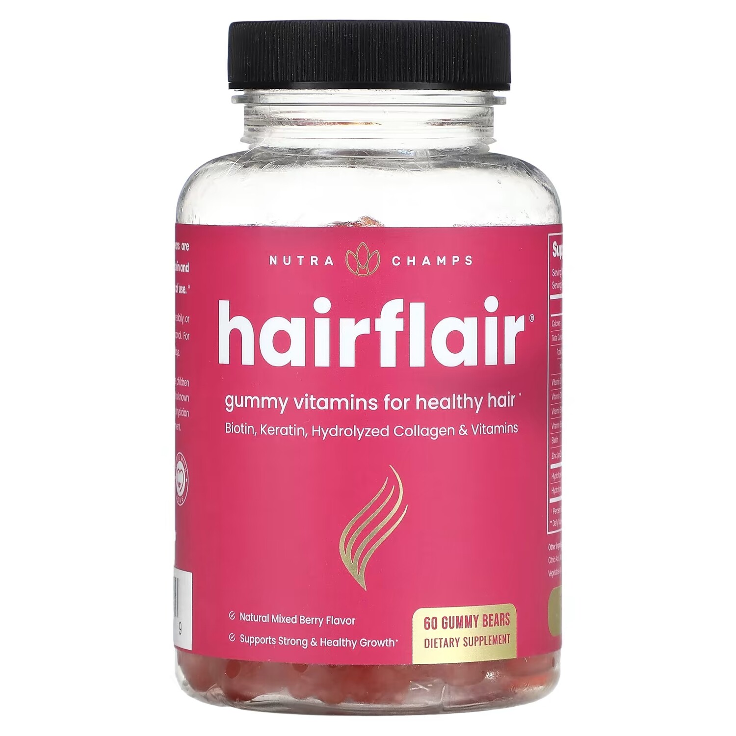 

Пищевая добавка NutraChamps Hairflair натуральная ягодная смесь, 60 жевательных таблеток
