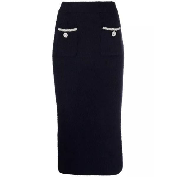 

Юбка navy self-portrait soft knit midi skirt Self Portrait, синий