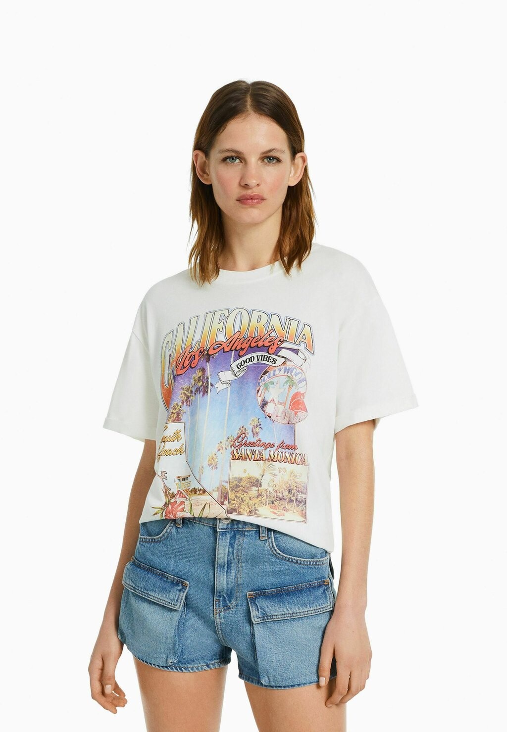 

Футболка с принтом Bershka