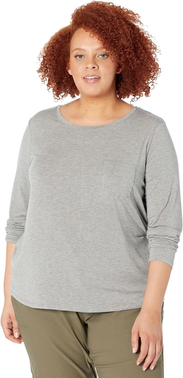 

Футболка Prana Plus Size Foundation Long Sleeve, серый