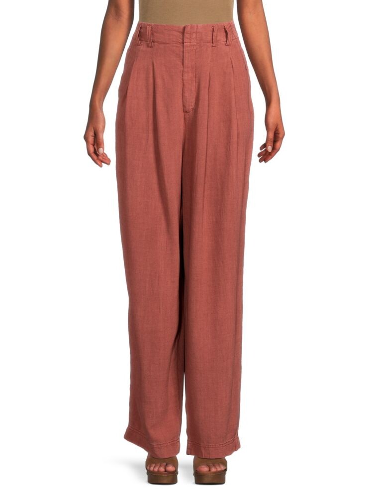 

Брюки со складками из льняной смеси Calla Free People, цвет Garnet