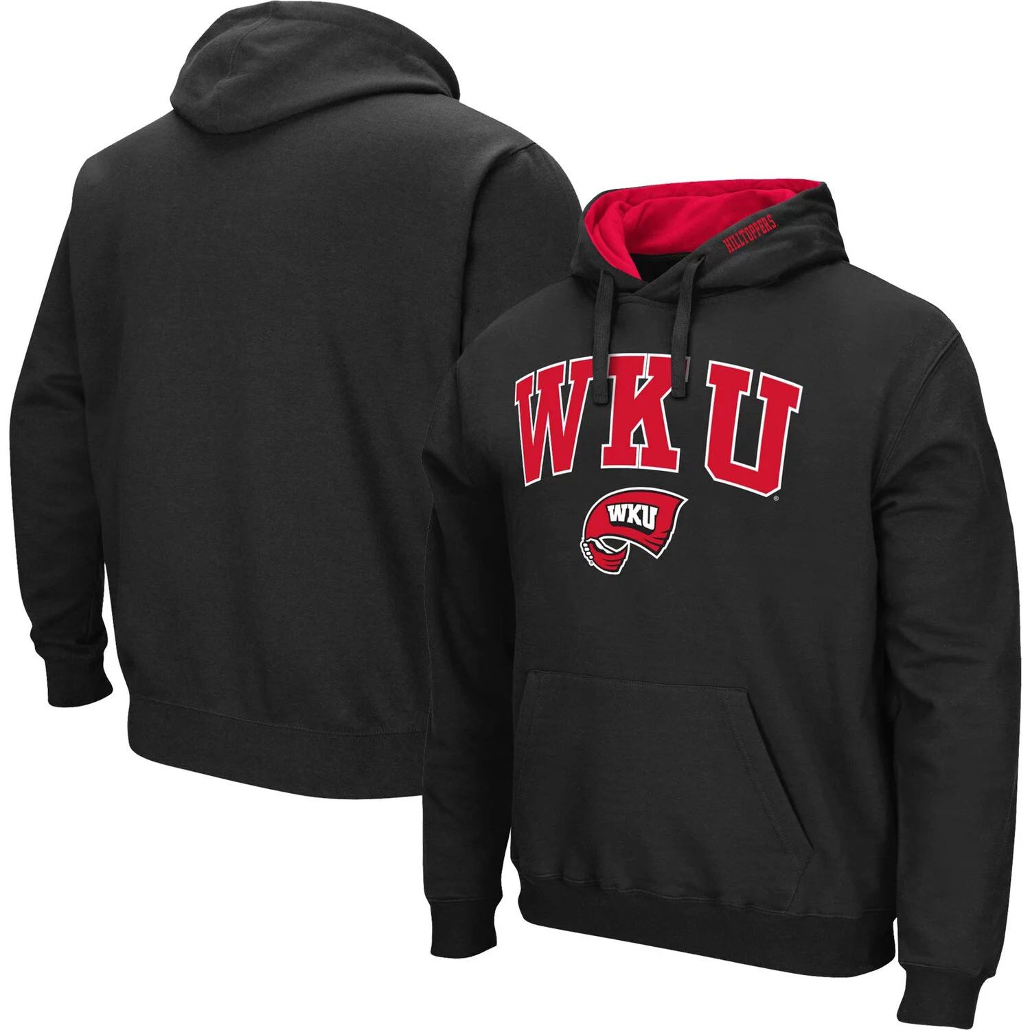 Мужской черный пуловер с капюшоном Western Kentucky Hilltoppers Arch & Logo Colosseum мужской красный пуловер с капюшоном western kentucky hilltoppers arch