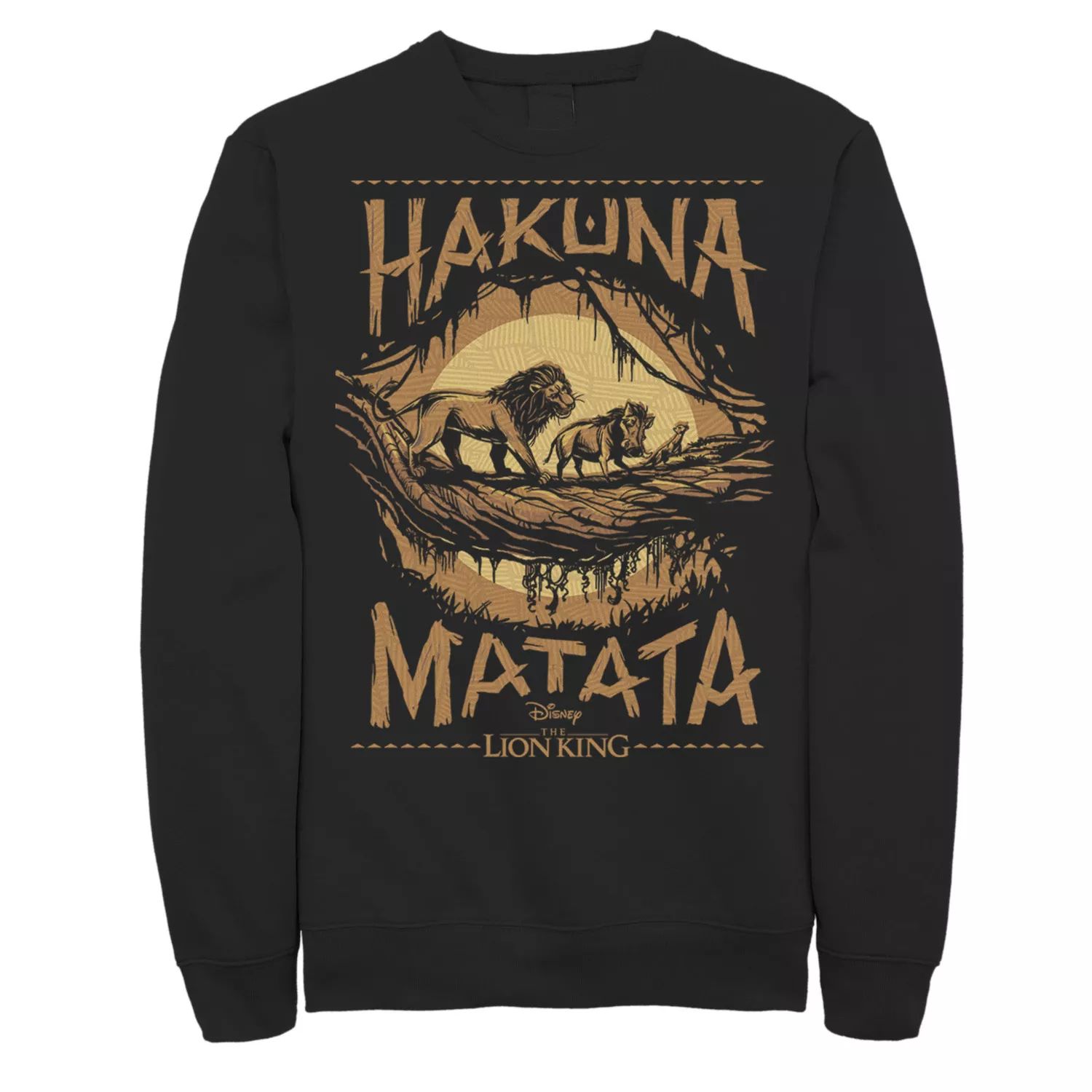 

Мужской свитшот The Lion King Live Action Hakuna Matata Sunset, Black Disney, черный