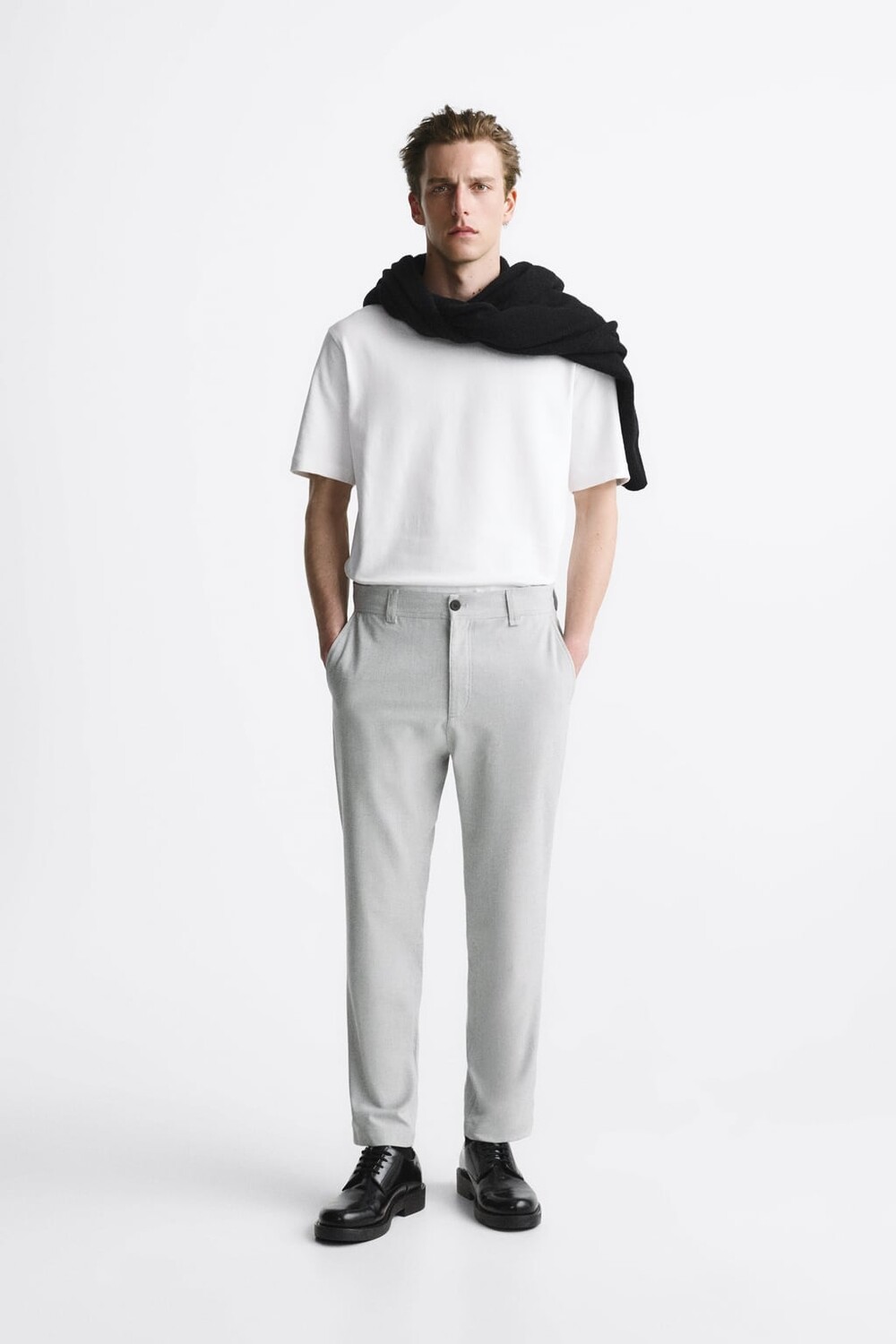 

Комфортные брюки с текстурированными рукавами ZARA, серый