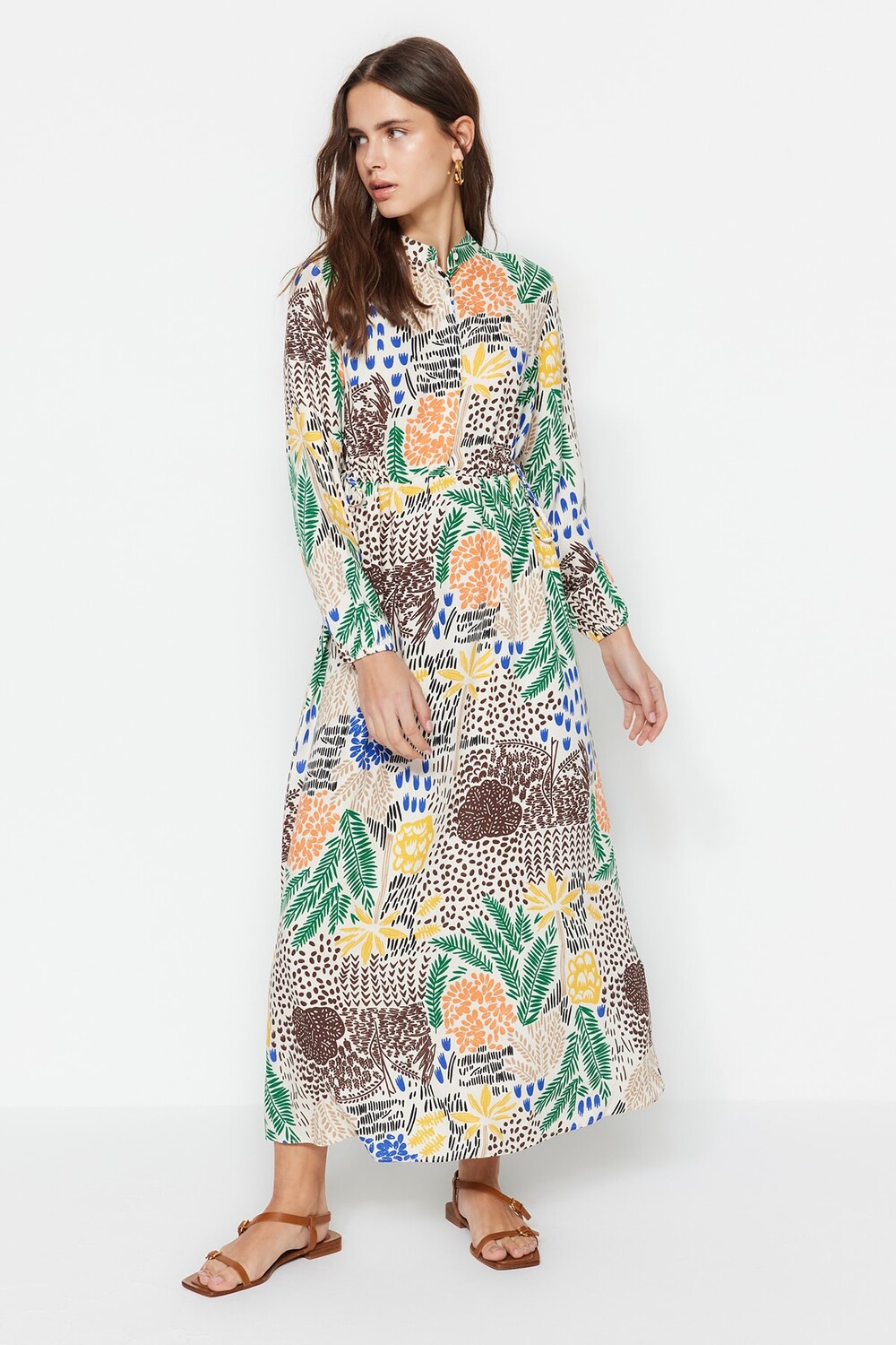 

Платье - Многоцветный - Базовый Trendyol Modest, разноцветный