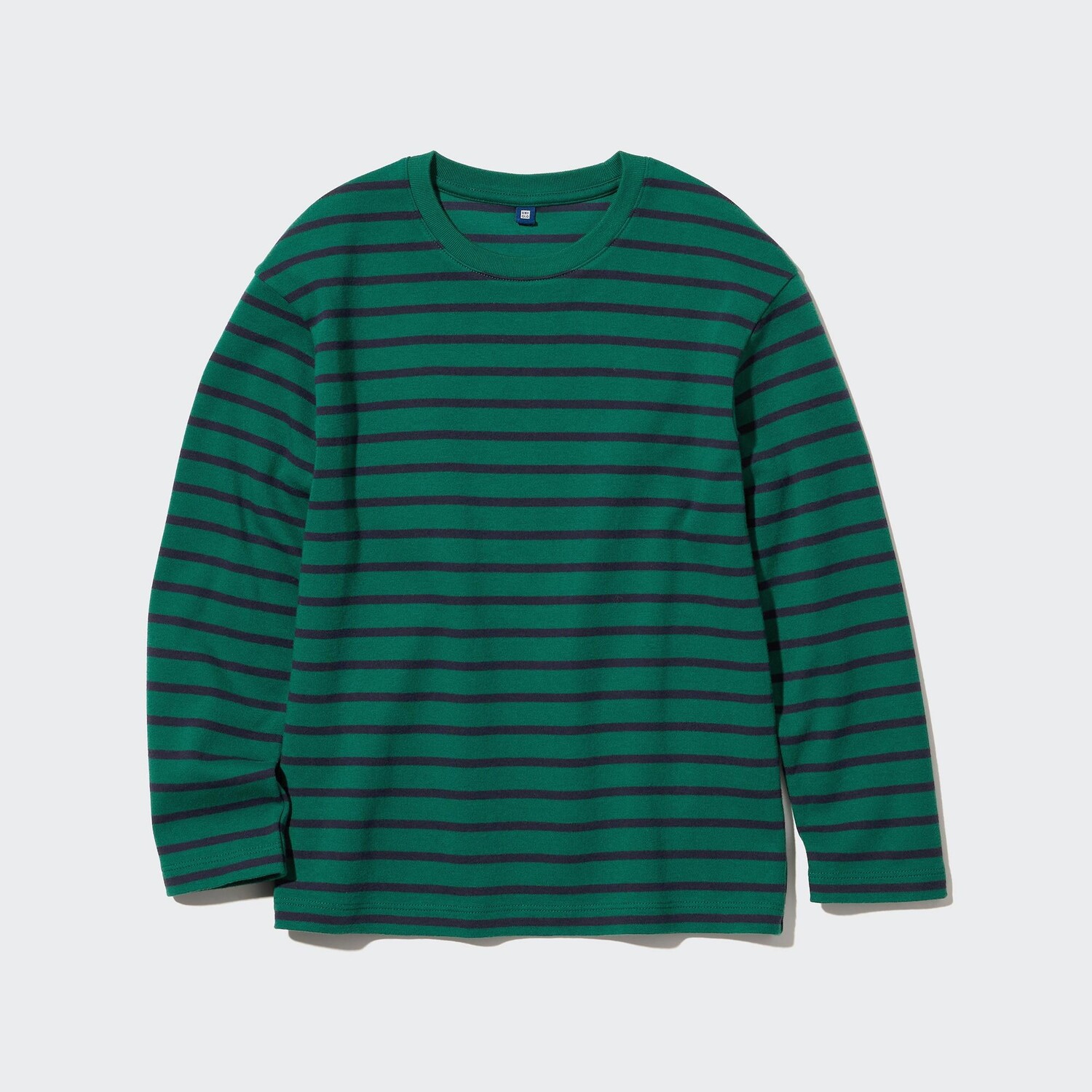 

Футболка UNIQLO из мягкого хлопка в полоску с круглым вырезом и длинными рукавами, зеленый