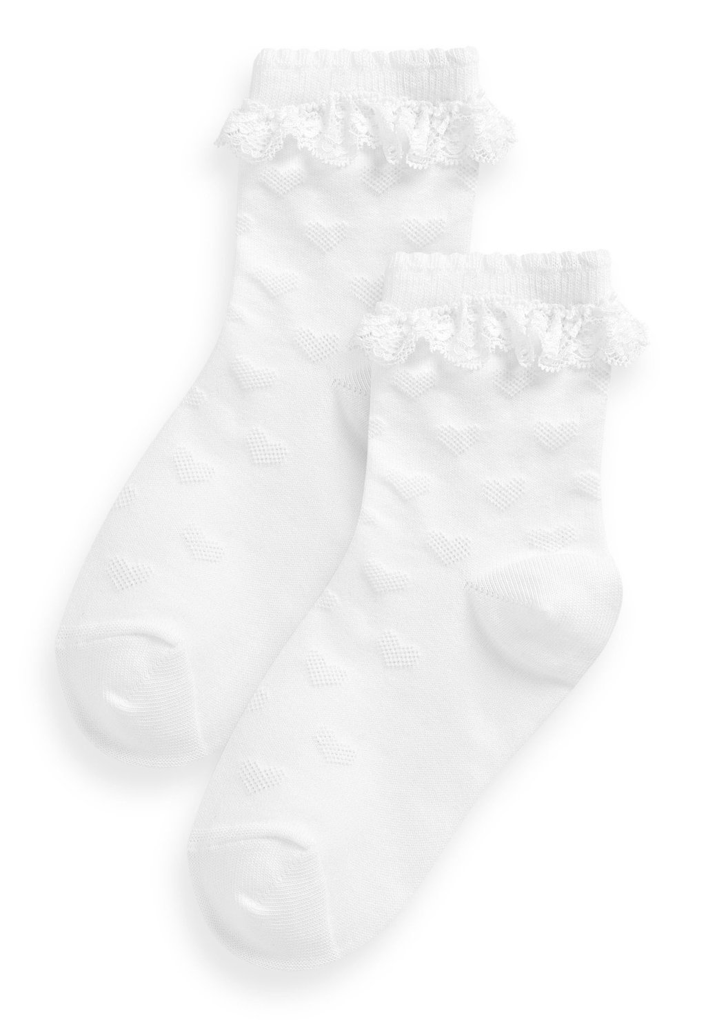 Носки Cotton Rich Heart Ruffle Ankle Socks 2 Pack Next, белый