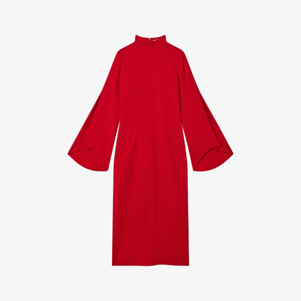 Платье миди узкого кроя эластичной вязки с длинными рукавами katya Reiss, красный