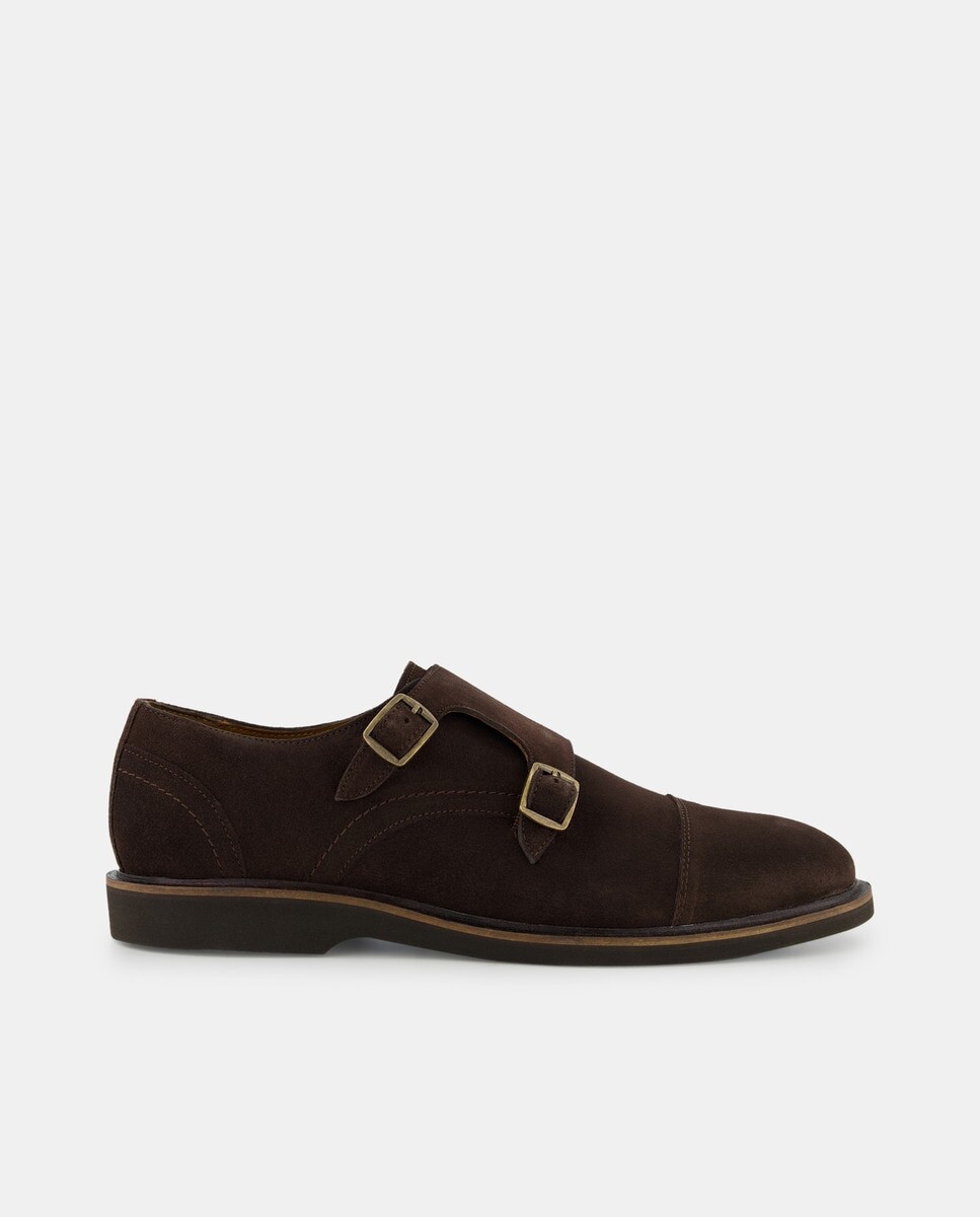 

Мужские кожаные туфли Blucher с двумя пряжками и прямым мыском Dustin, темно коричневый