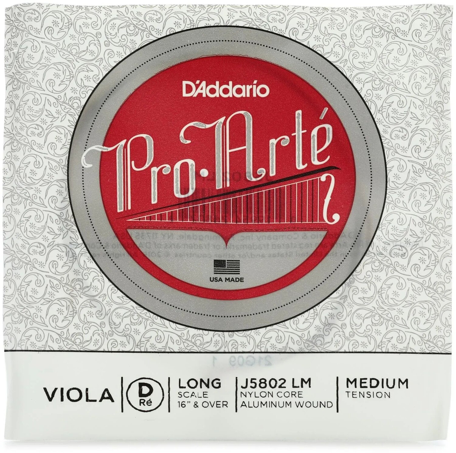 

D'Addario J5802 Pro-Arte Струна D для альта - длинная мензура, среднее натяжение