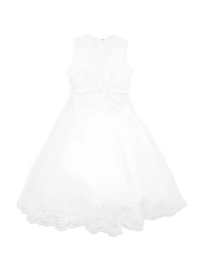 Тюлевое платье для причастия маленьких девочек и девочек, расшитое бисером Joan Calabrese, белый