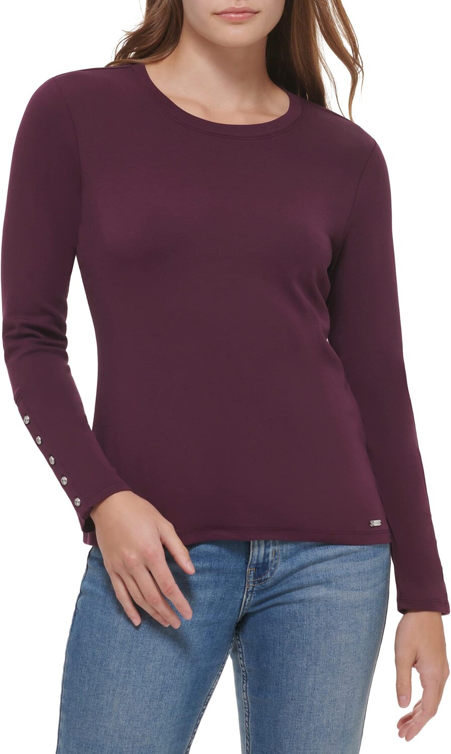 

Длинный рукав с круглым вырезом и манжетой на пуговицах Calvin Klein, цвет Aubergine