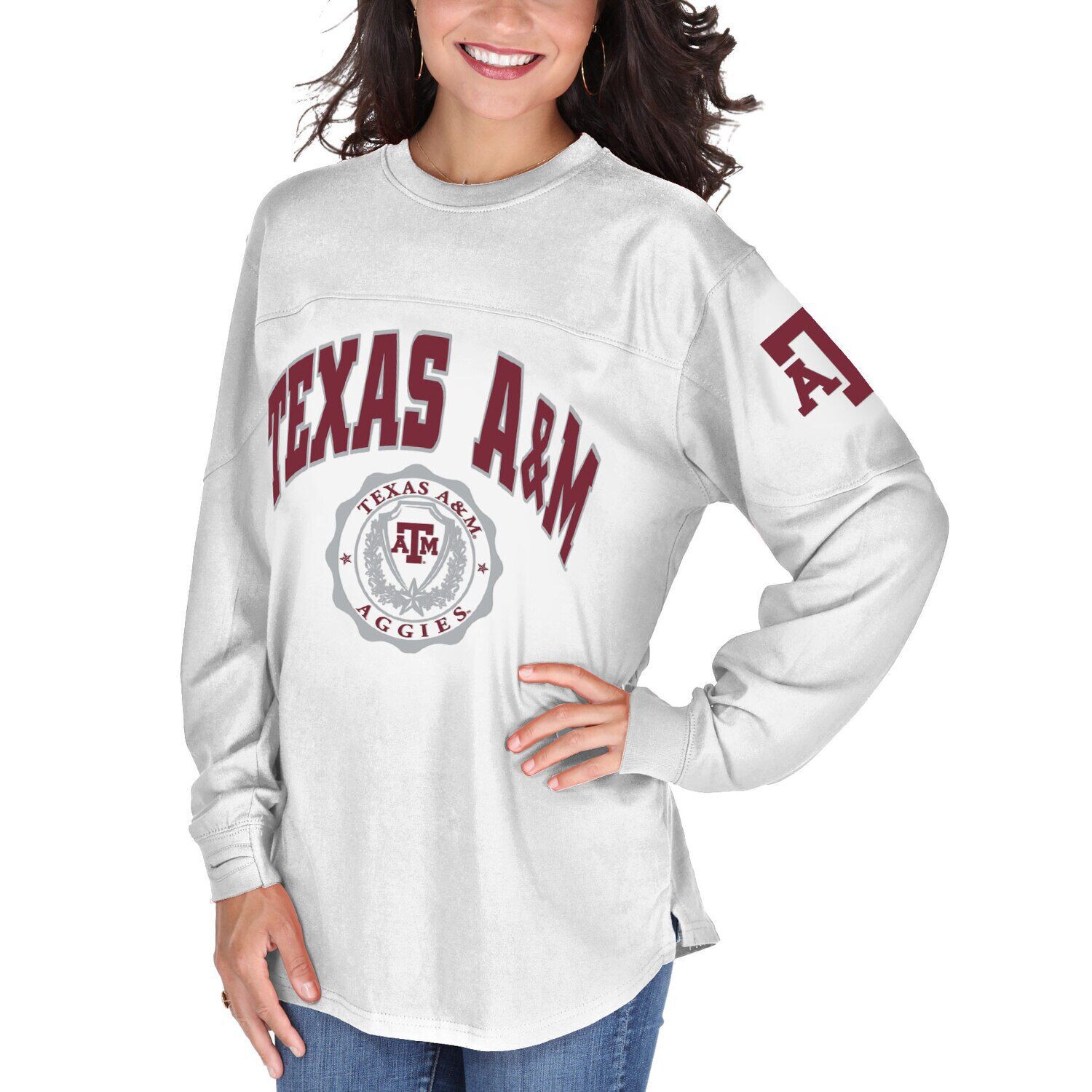 

Женская белая футболка с длинным рукавом Texas A&M Aggies Edith, Белый
