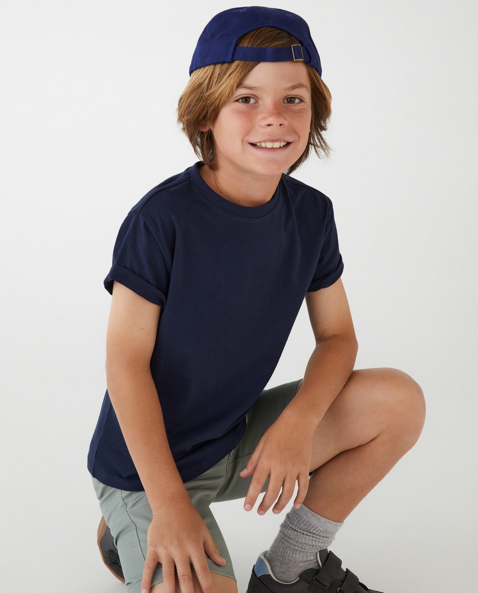 Базовая футболка для мальчика из 100% хлопка Kids El Corte Inglés, темно-синий