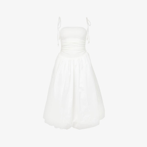 Платье миди Pufball со сборками из эластичного хлопка Amy Lynn, белый