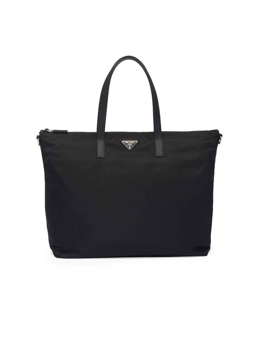 

Сумка-тоут из повторного нейлона и сафьяновой кожи Prada, черный