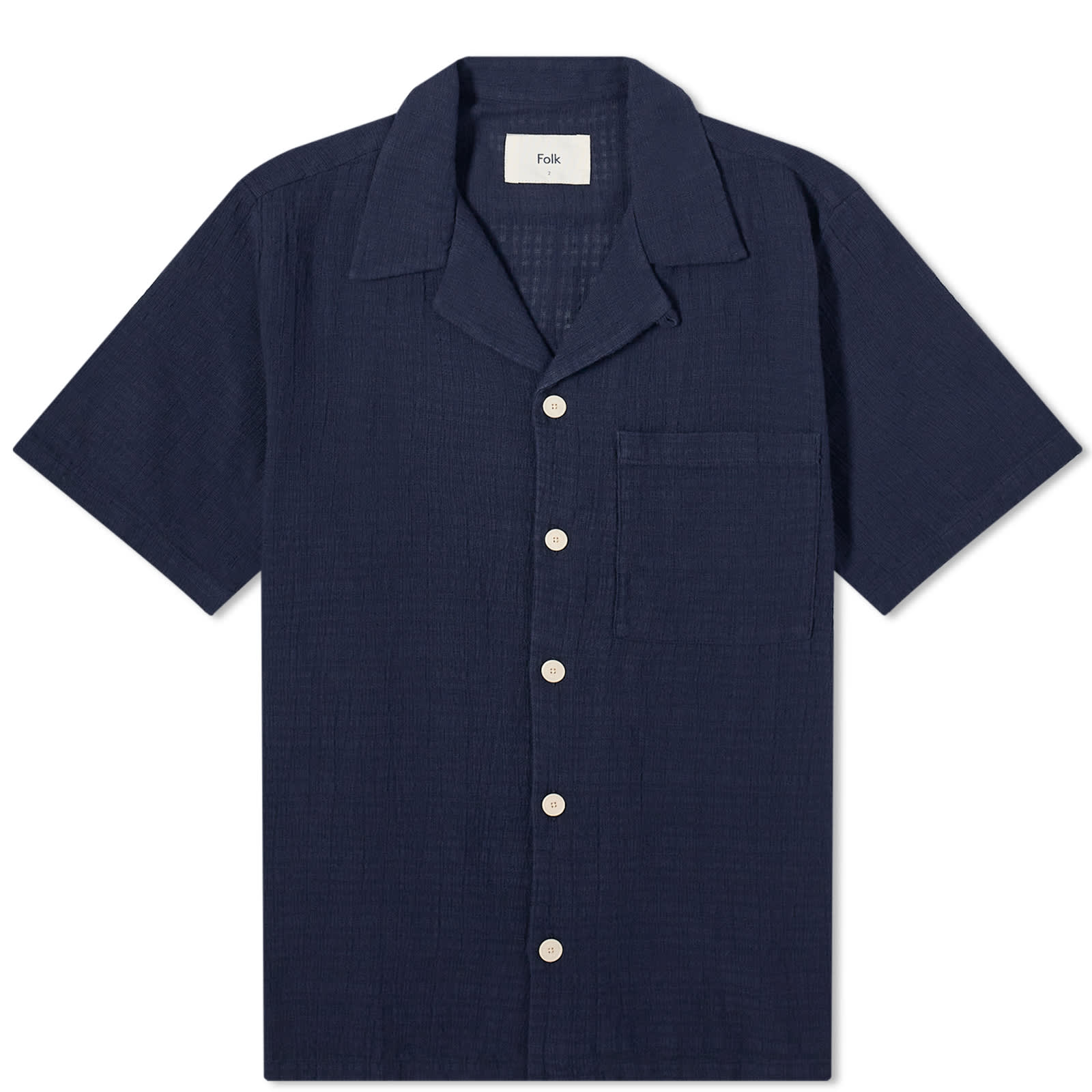 Рубашка Folk Short Sleeve Soft Collar, темно-синий