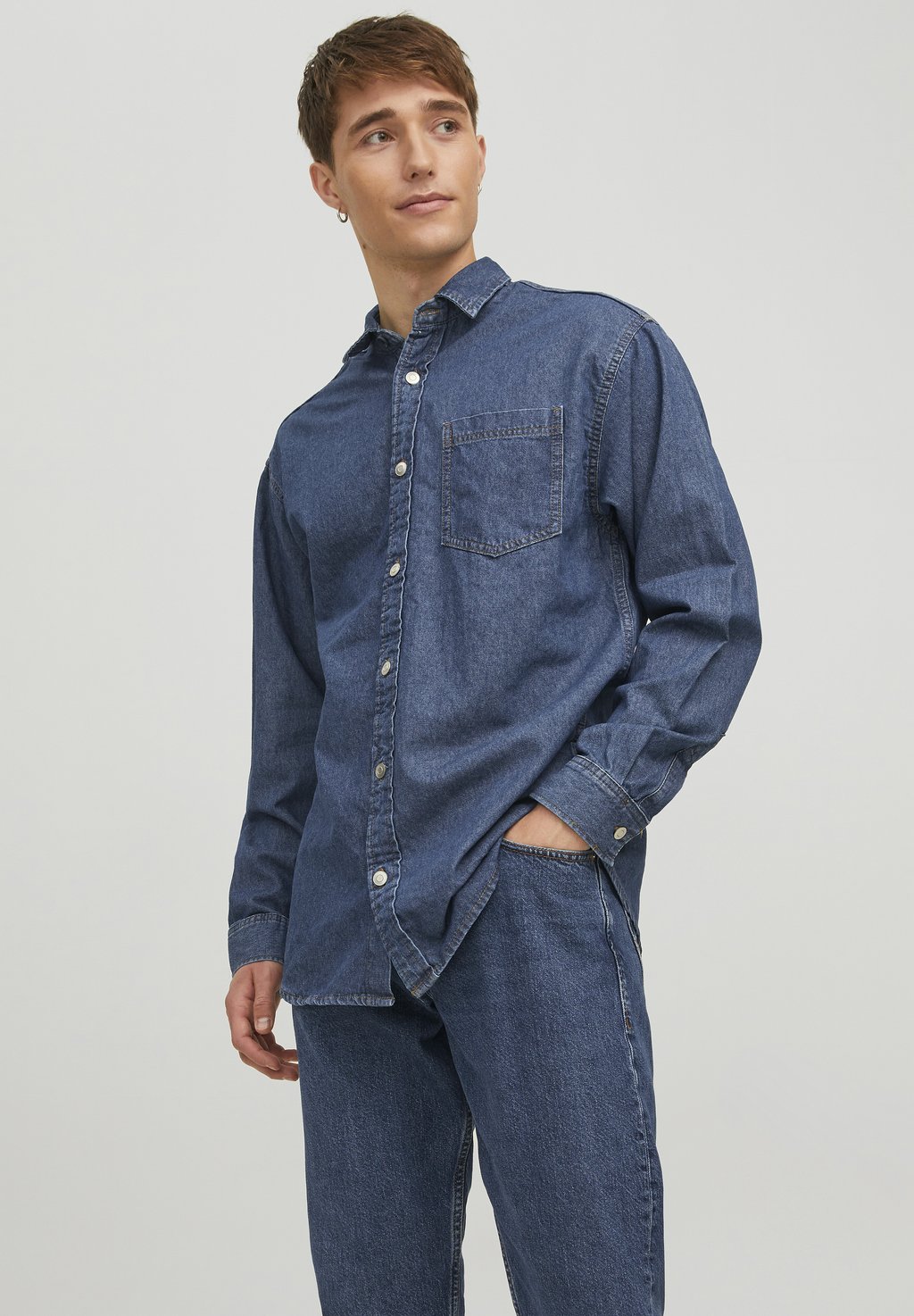 Рубашка Jack & Jones, темно-синяя джинсовая