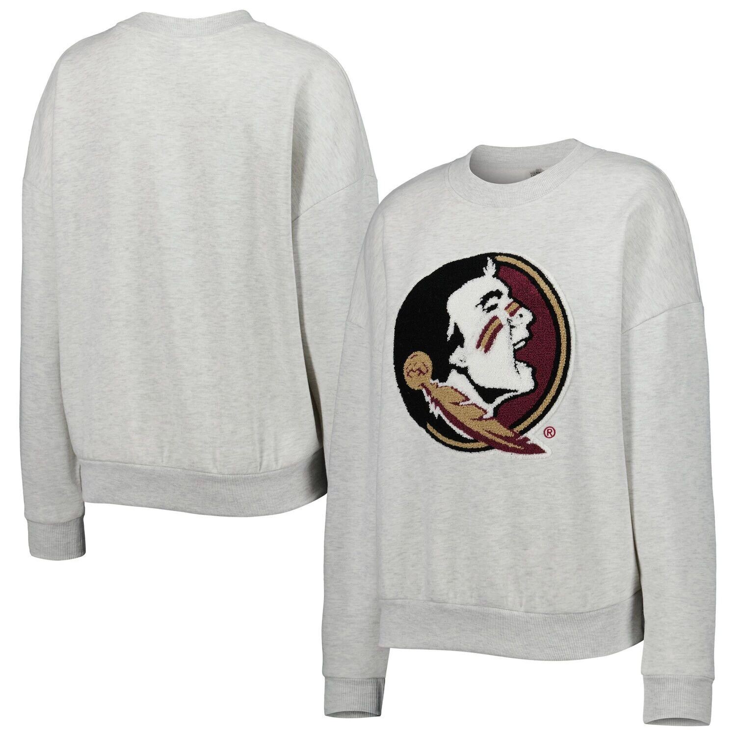 

Женский флисовый пуловер с нашивкой из синели Gameday Couture Heather Grey Florida State Seminoles, толстовка