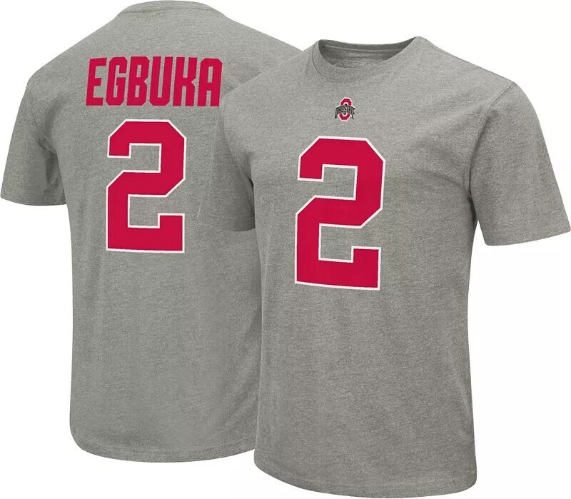 

Colosseum Мужская серая футболка Ohio State Buckeyes Emeka Egbuka #2