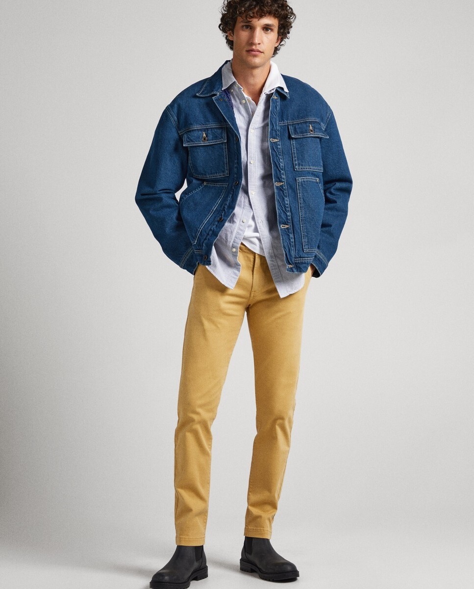 

Узкие мужские брюки чинос горчичного цвета Pepe Jeans, горчичный, Желтый