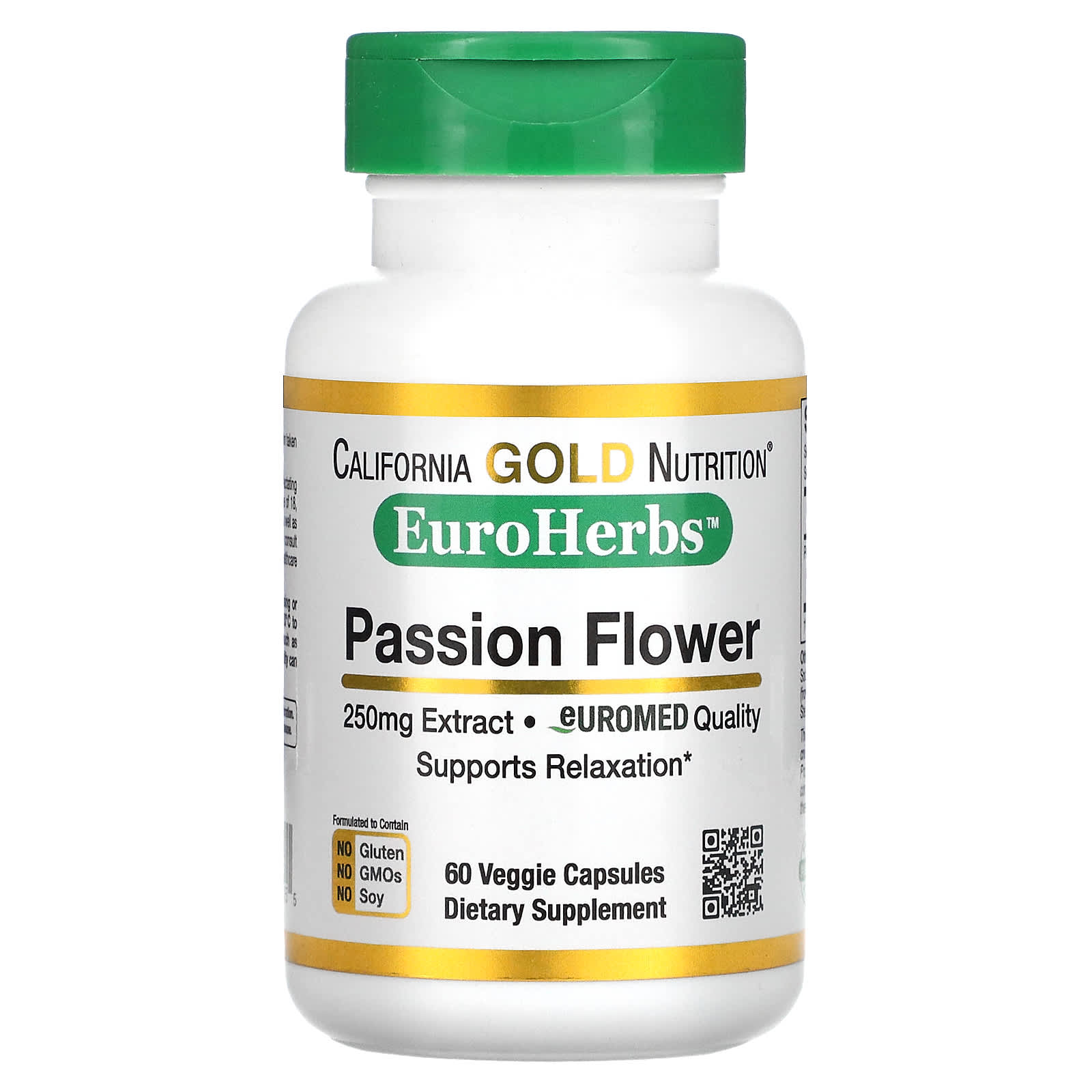 

EuroHerbs, пассифлора, 250 мг, 60 растительных капсул, California Gold Nutrition