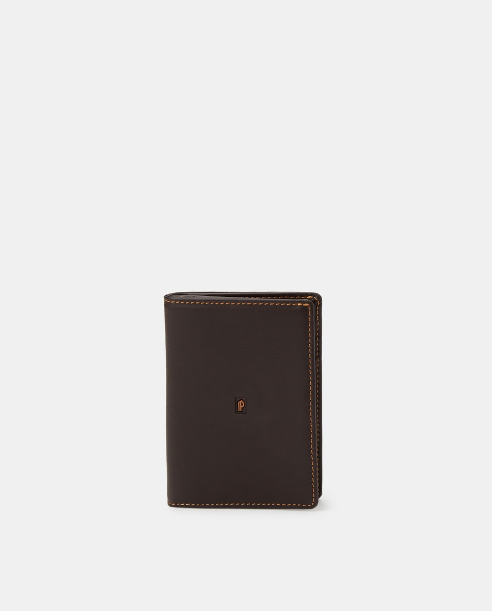 Коричневый кожаный кошелек на семь карт Pielnoble, коричневый черный кожаный кошелек на семь карт pielnoble черный