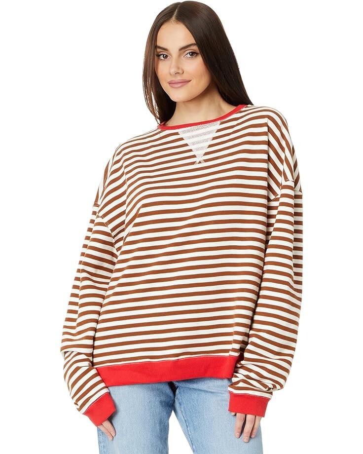 

Свитер Free People Classic Striped Crew, цвет Coffee Combo