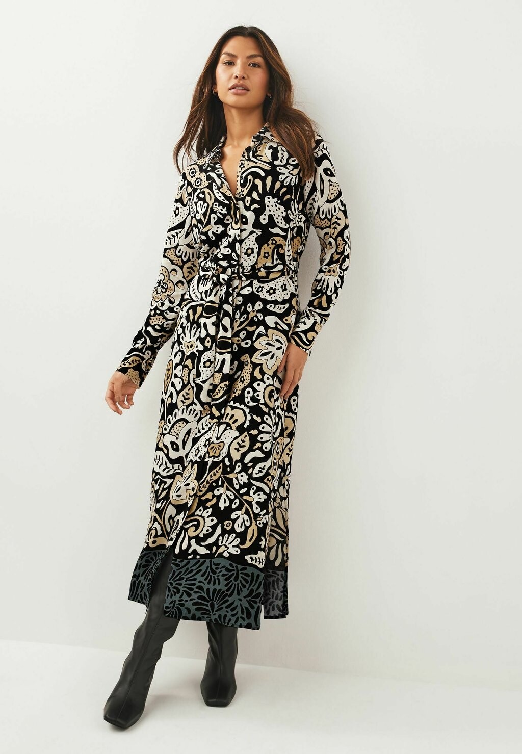

Длинное платье Tie Waist Next, цвет black & white