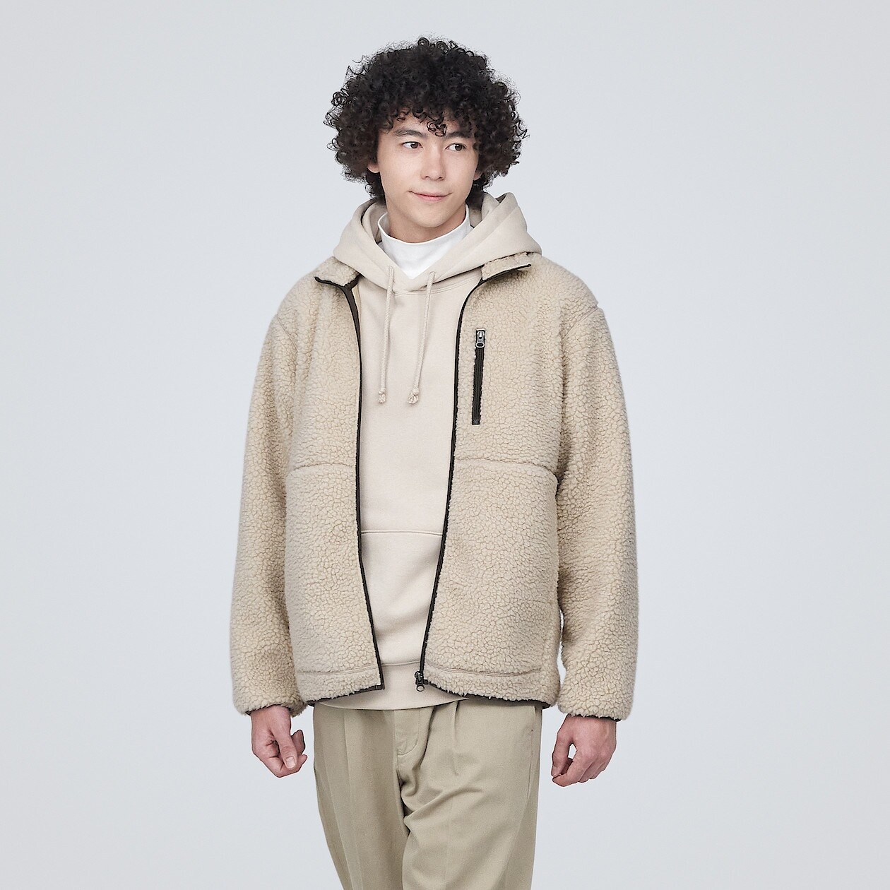 

Флисовая куртка боа MUJI, песочно-бежевый