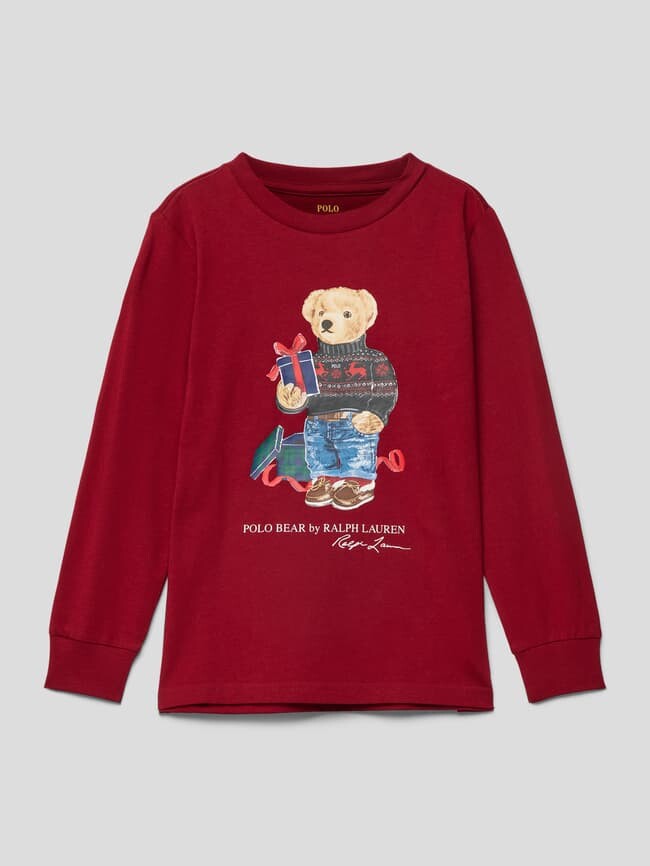 

Лонгслив с принтом этикетки Polo Ralph Lauren, красный