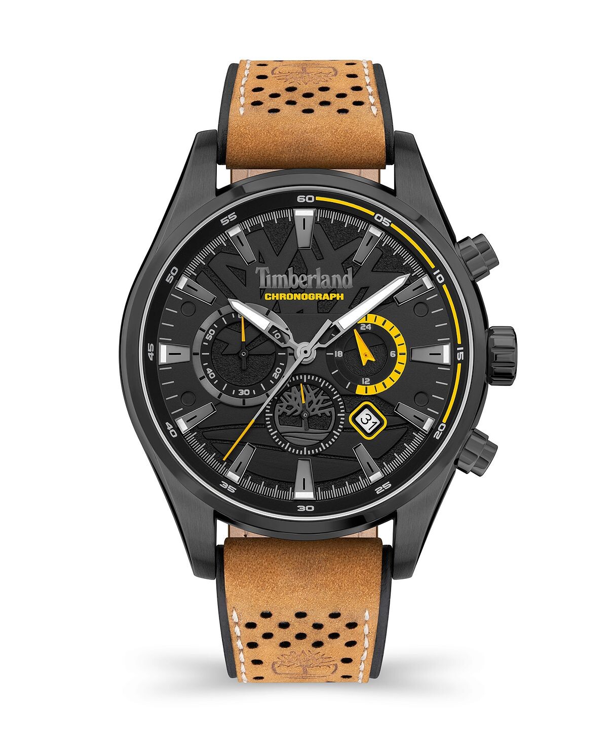 

Мужские часы Aldridge Chronograph 3 Eyes Date с кожаным ремешком из пшеницы, 46 мм Timberland