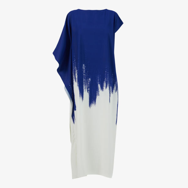 Платье миди асимметричного кроя из фактурной ткани Leem, цвет cobalt платье миди с объемным рукавом из фактурной ткани
