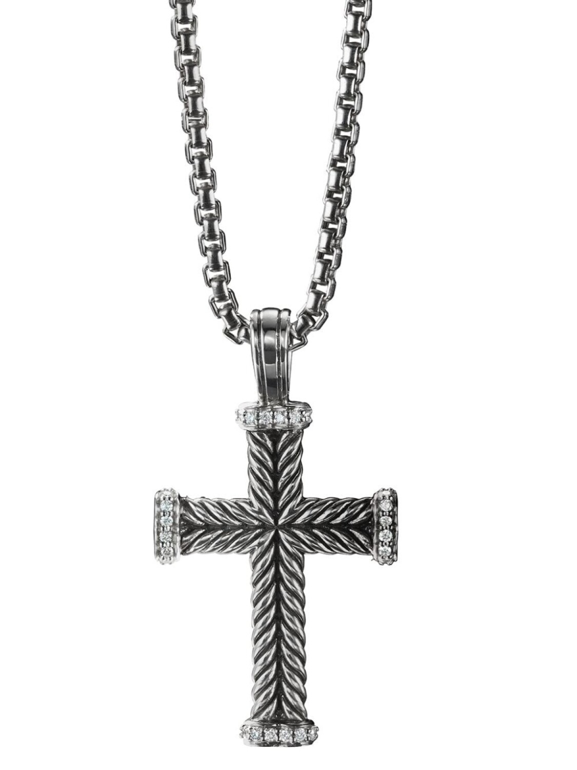 

Серебряная подвеска Chevron Cross с бриллиантами David Yurman, серебряный