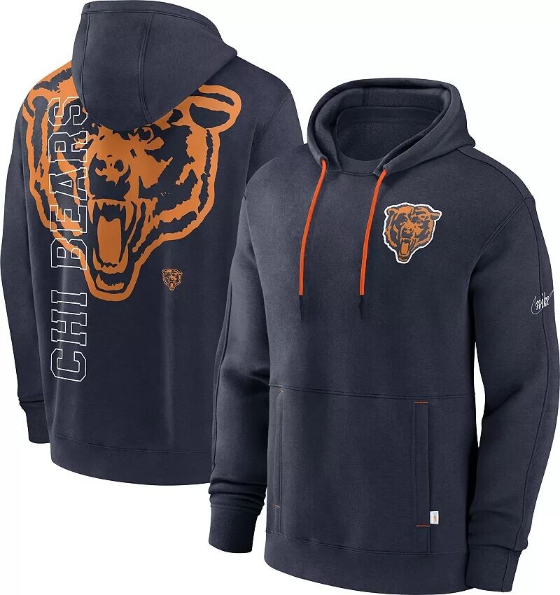 

Мужской темно-синий пуловер с длинными рукавами Nike Chicago Bears с капюшоном