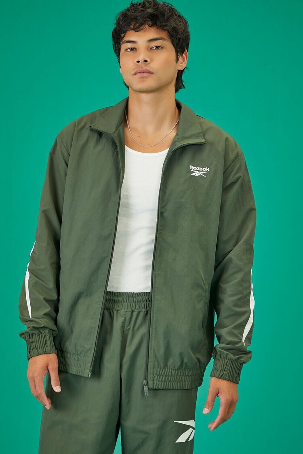 

Бомбер с графическим рисунком Reebok Forever 21, оливковый, Зеленый
