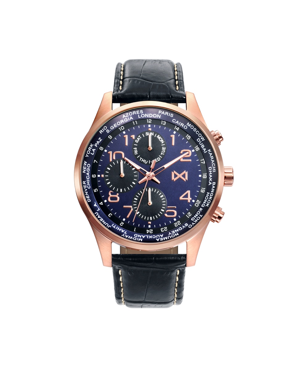 Многофункциональные мужские часы Mission hc7121-37 из стали и кожи с ремешком Mark Maddox, черный