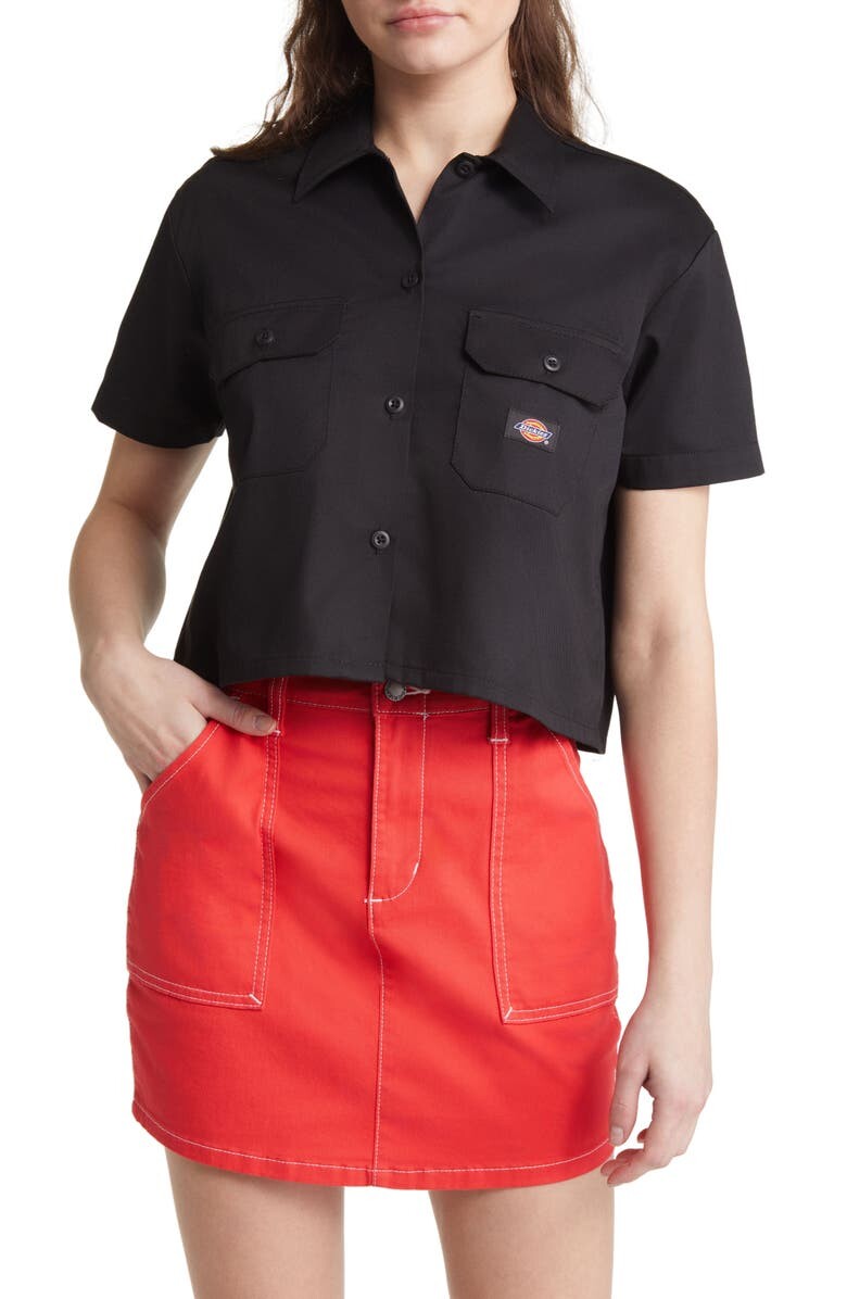

Укороченная рабочая рубашка с коротким рукавом DICKIES, черный