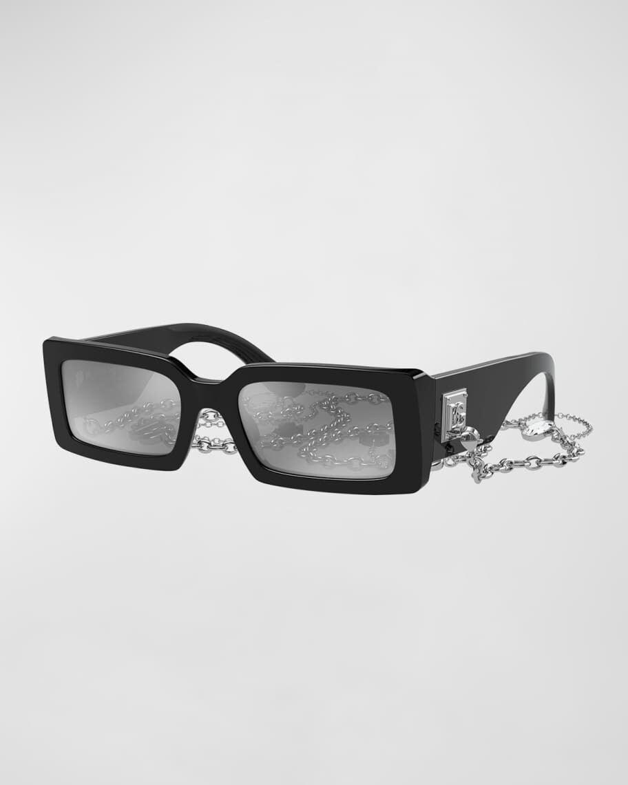 

Прямоугольные солнцезащитные очки из ацетата с цепочкой DG Dolce&Gabbana