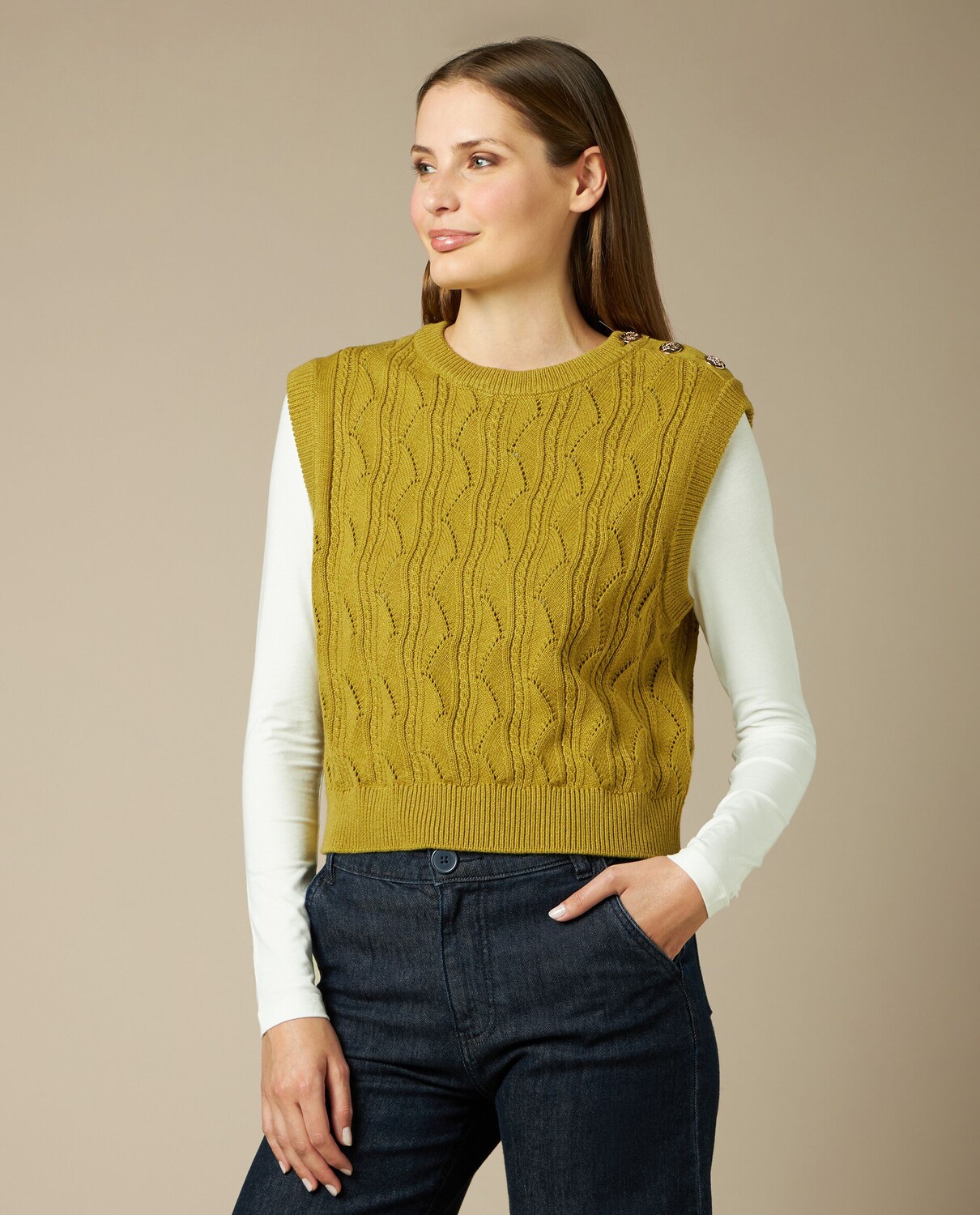 

Женский трикотажный жилет из чистого хлопка NICE&CHIC, фисташковый зеленый