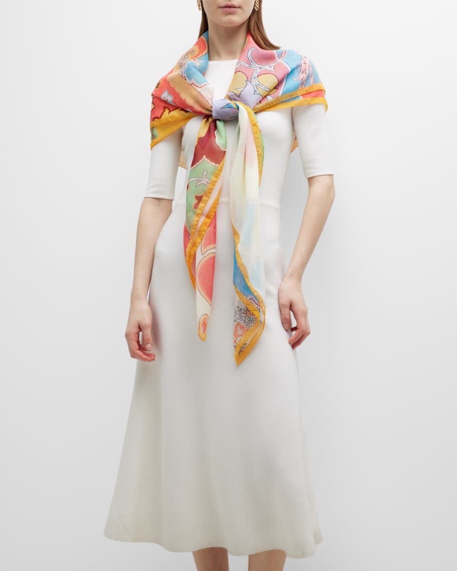 

Многоцветный шелковый шарф Scialle Bombay Square Etro