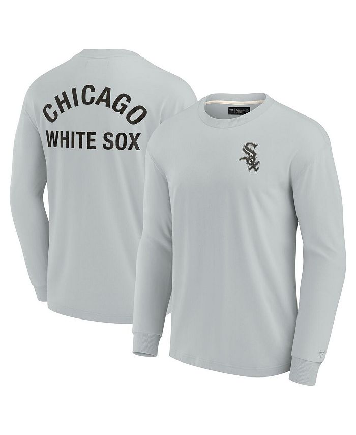 

Мужская и женская серая супермягкая футболка Chicago White Sox с длинным рукавом Fanatics Signature, серый