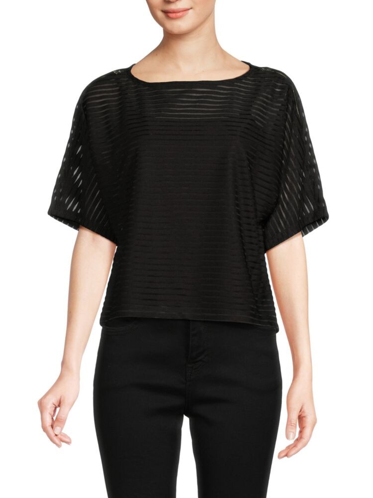 

Свободный топ в полоску с заниженными плечами Dkny, черный