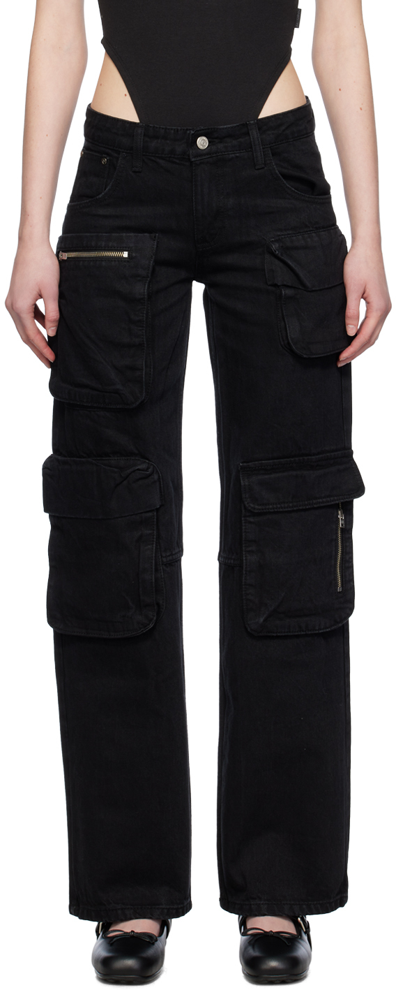 Черные джинсы с потертостями Open Yy оранжевые леггинсы с цветочным принтом open yy
