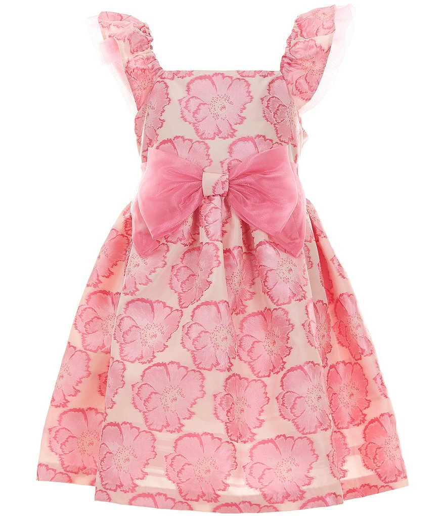 Жаккардовое платье с расклешенными рукавами и цветочным принтом Bonnie Jean для больших девочек 7–16 лет, розовый